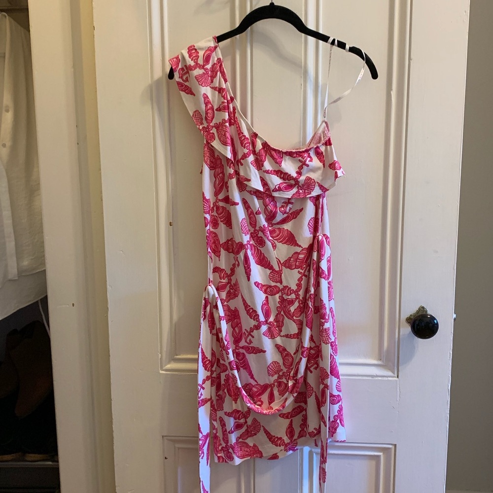 Lilly Pulitzer Pink Seashell One-Shoulder Dress
